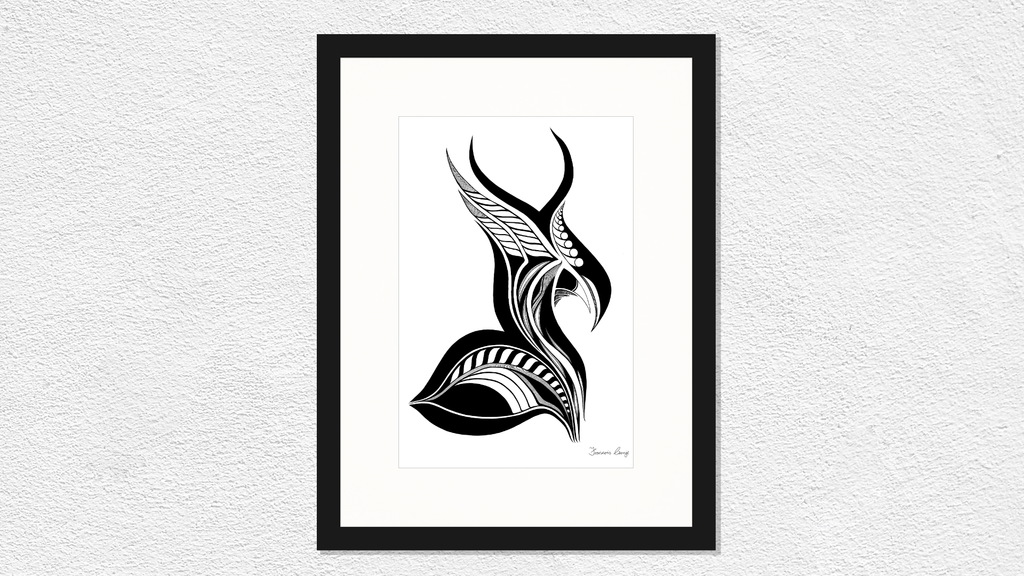 Feather Horn Framed
