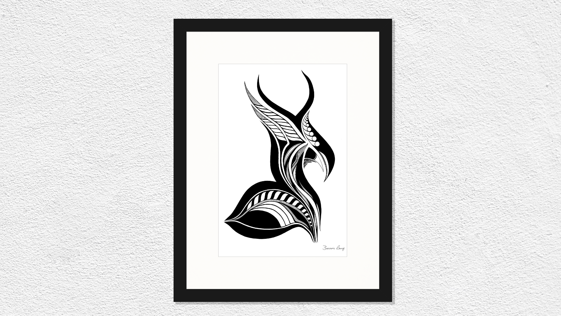 Feather Horn Framed
