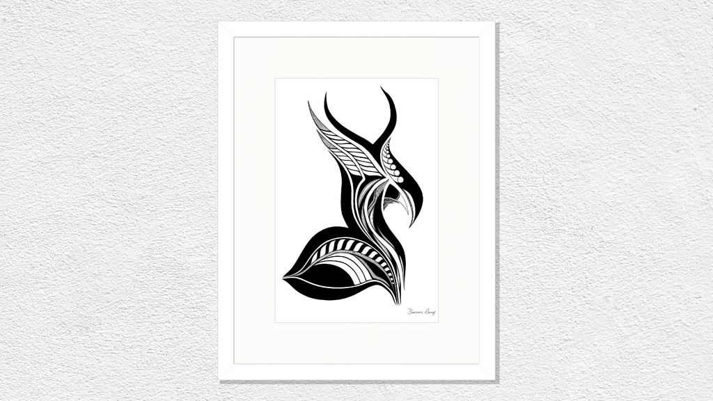 Feather Horn Framed