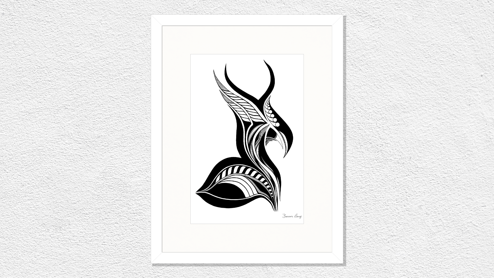 Feather Horn Framed