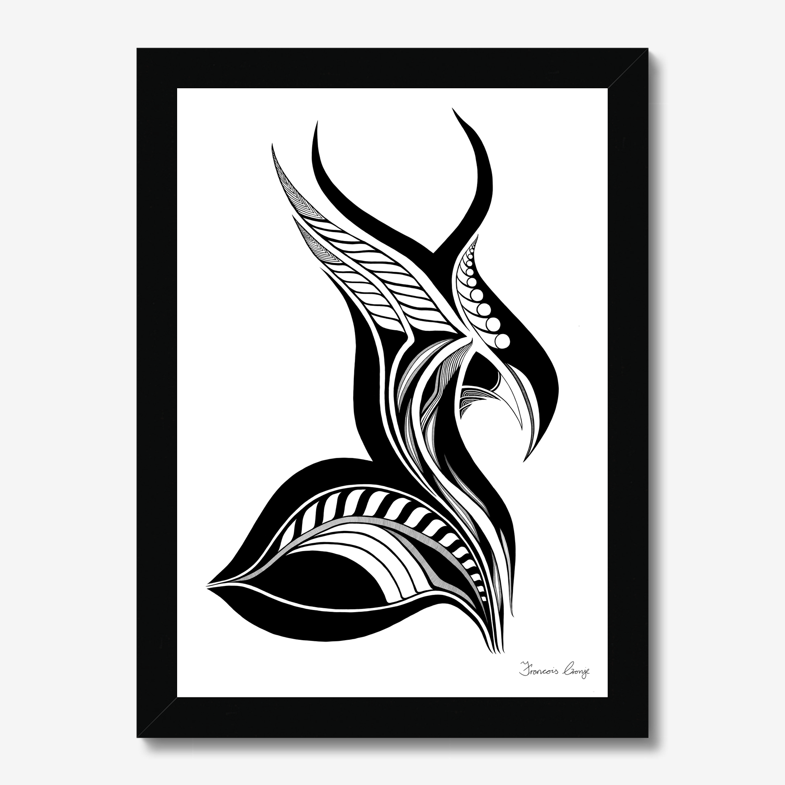 Feather Horn Framed