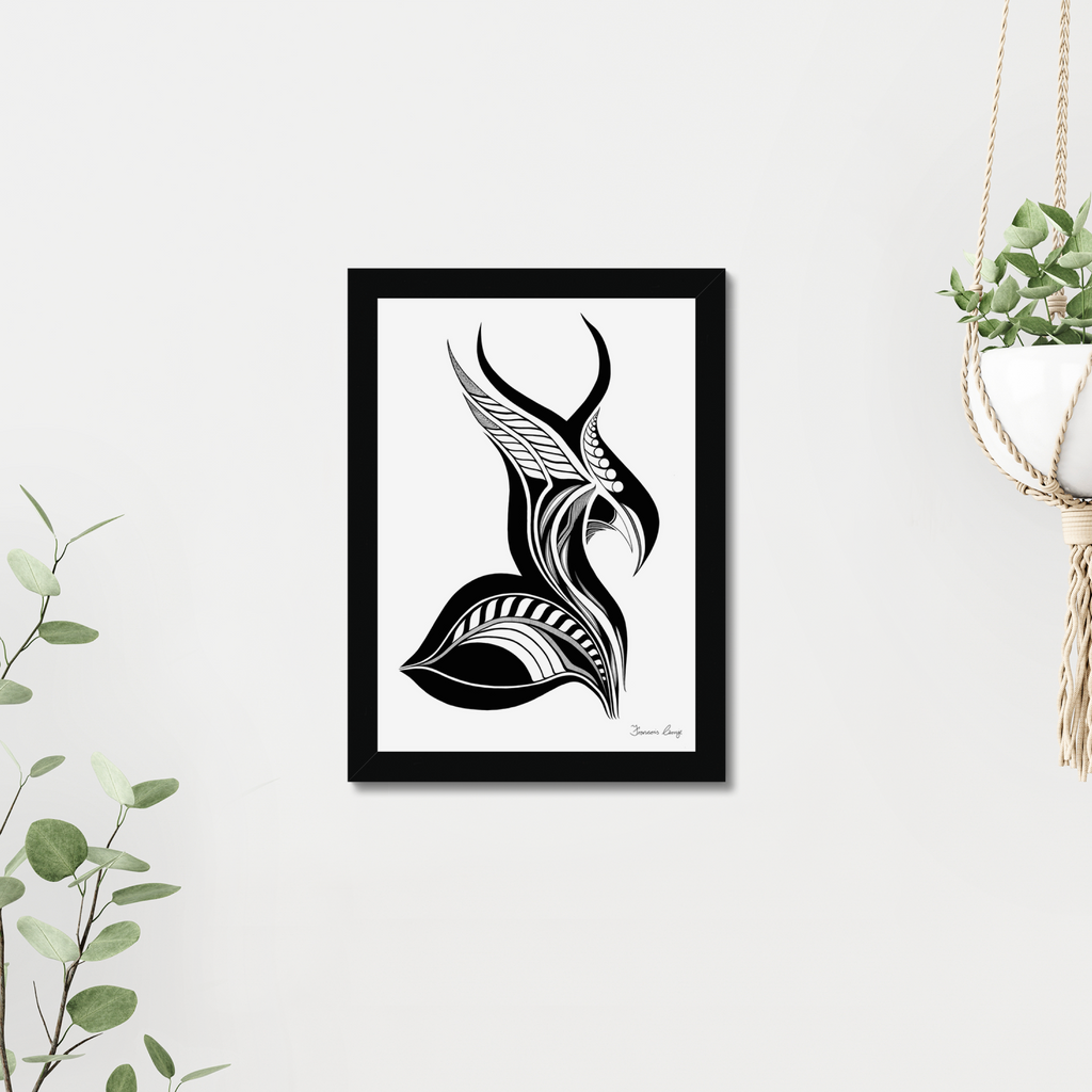 Feather Horn Framed