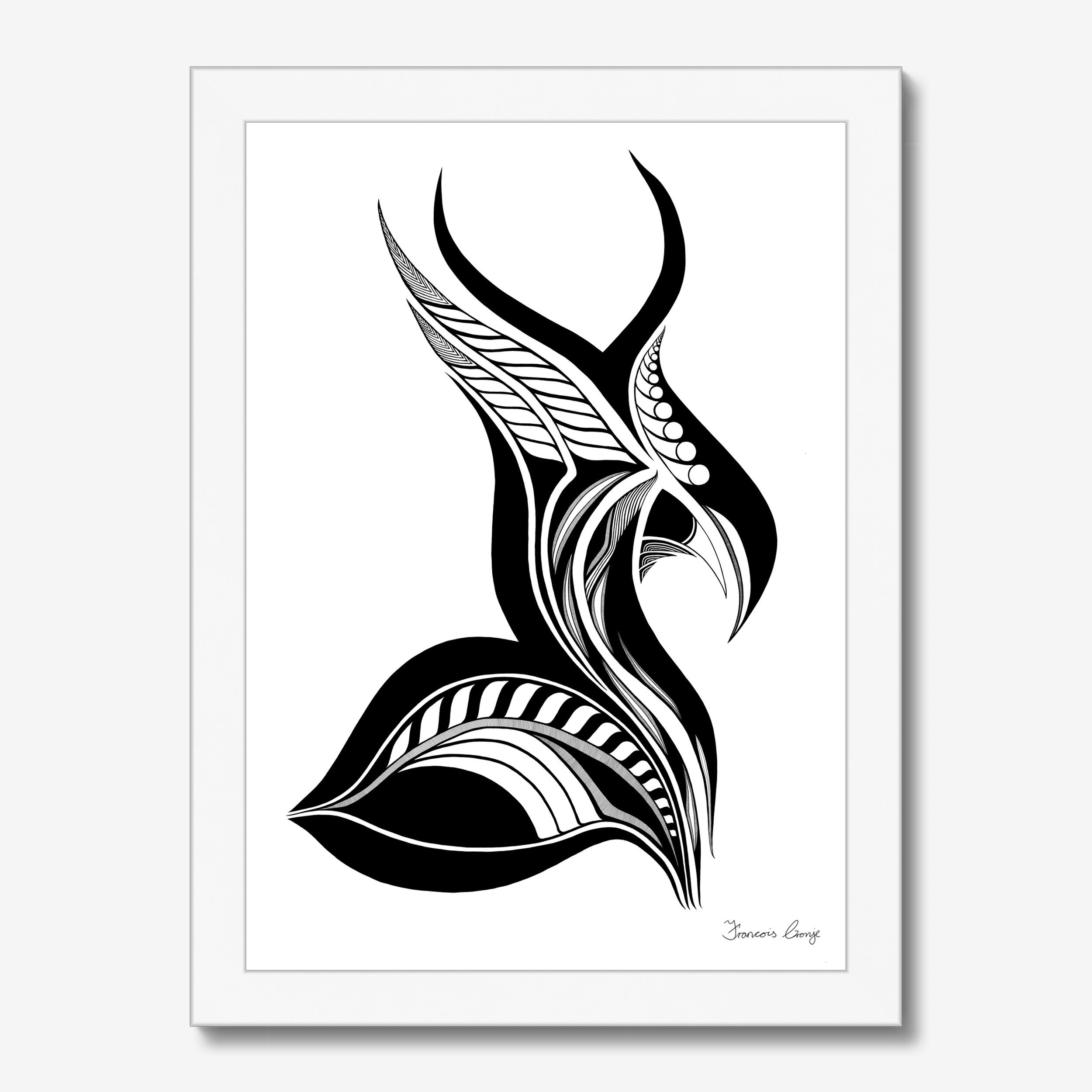 Feather Horn Framed