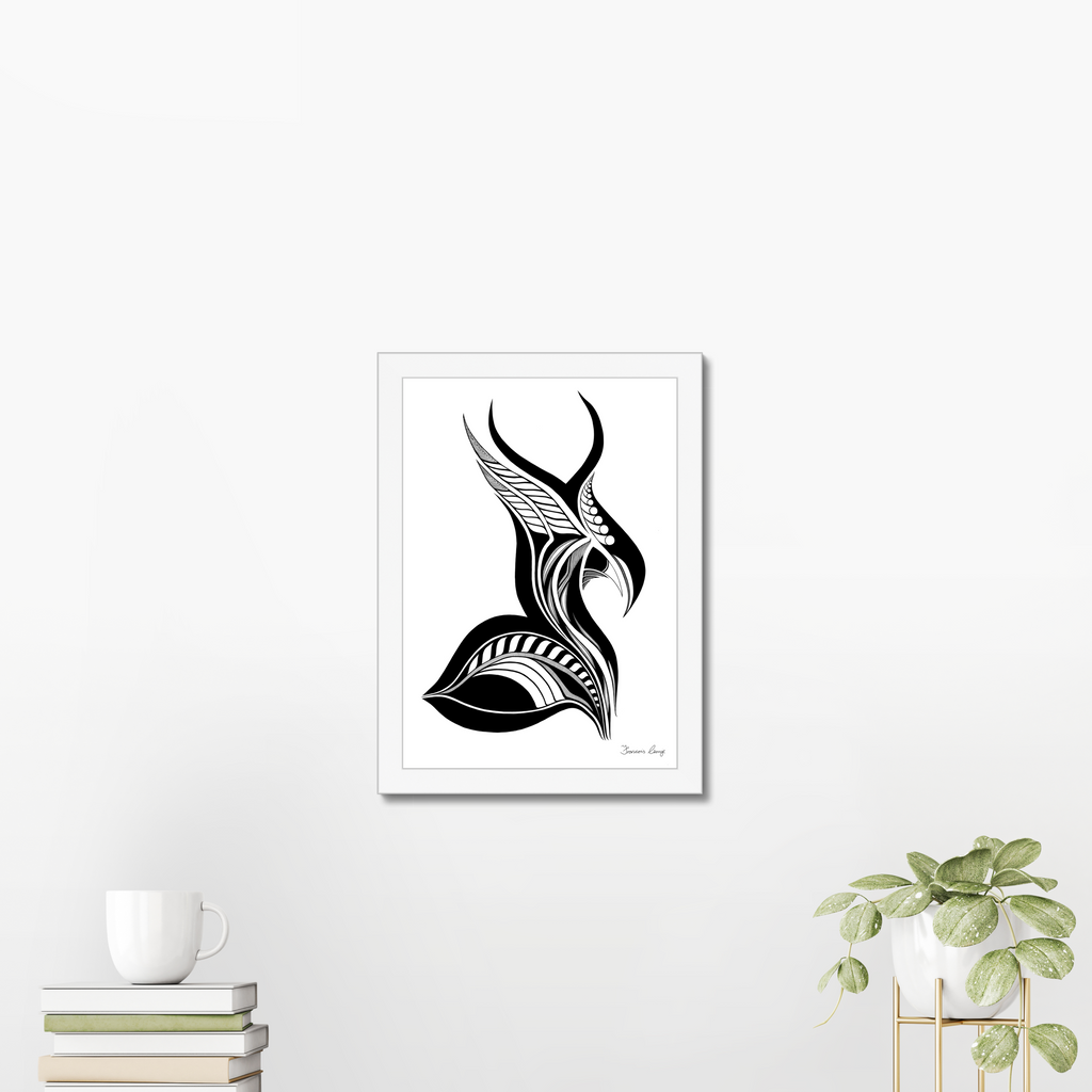 Feather Horn Framed