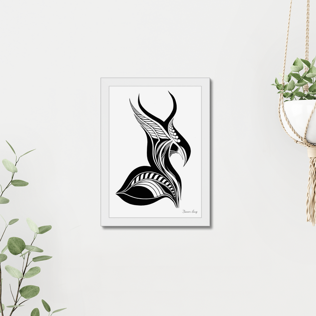 Feather Horn Framed